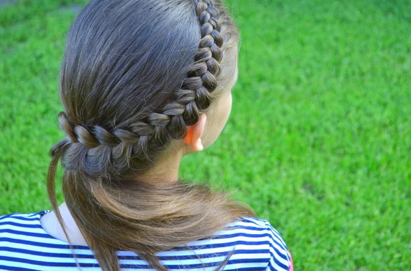 Hairstyle with a French braid — Stock Photo, Image