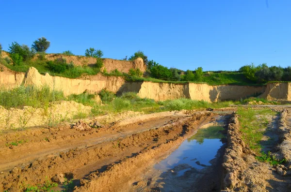 Landscape, natural fallow clay quarry — Stock Photo, Image