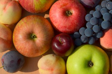 Meyve - üzüm, şeftali, elma ve Erik