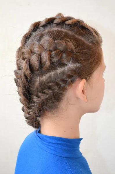 Hairstyle with French braids — Stock Photo, Image
