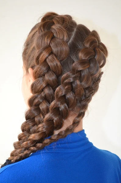 Hairstyle with French braids — Stock Photo, Image