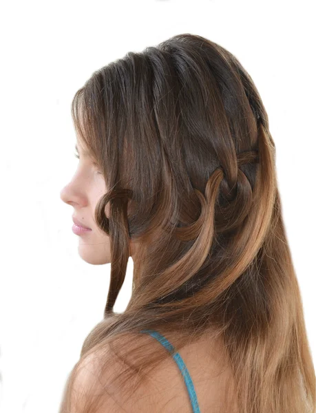 Penteado para cabelos longos — Fotografia de Stock