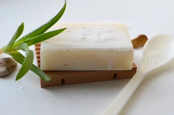 Soap natural with aloe vera — Stock Photo, Image