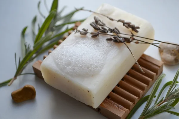 Soap natural with lavender — Stock Photo, Image