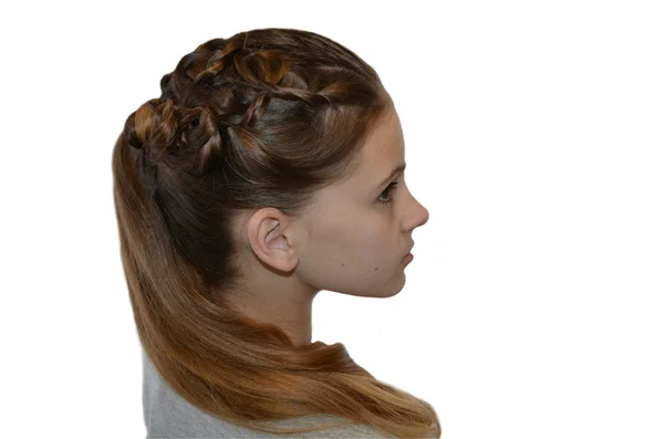 Penteado com cabelo comprido — Fotografia de Stock