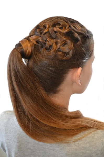 Penteado com cabelo comprido — Fotografia de Stock