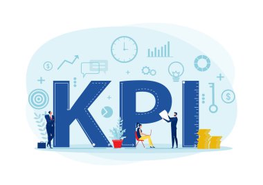 takım iş analisti Kpi organizasyonu anahtar performans göstergesi kelime harf tipografi vektör çizer.