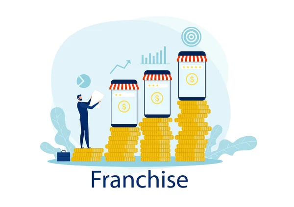 Business Invest Franchise Und Wachstum Des Franchise Konzepts — Stockvektor