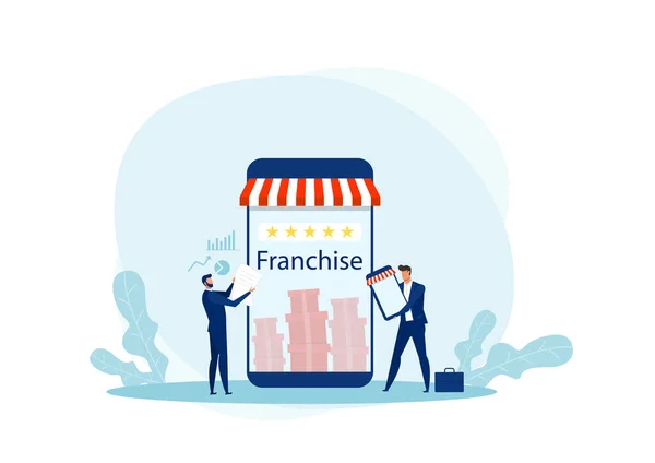 Offre Homme Affaires Promouvoir Franchise Client Pour Illustrateur Investissement — Image vectorielle