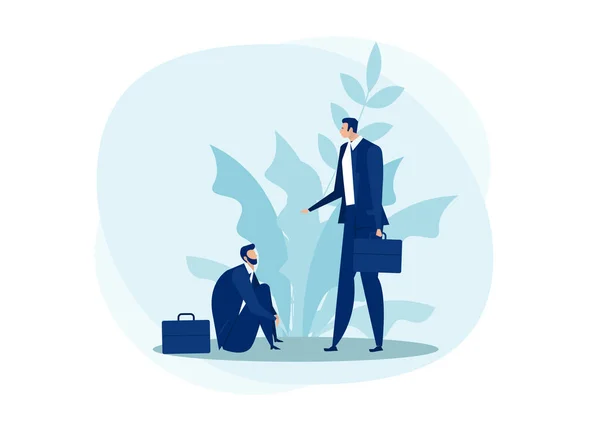 Businessman Getting Helping Hand Falling Business Empathy Concept Flat Vector — Stock Vector