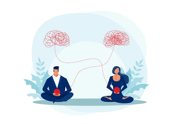 Woman Man Meditation Psychologist Help Vector Illustration — Wektor stockowy