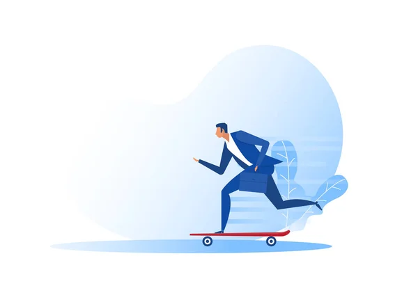 Homme Affaires Skateboard Rapide Concept Innovation Entreprise Vecteur — Image vectorielle