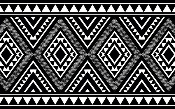 민족적 기하학적 무늬는 흑색과 백색에서 텍스처를 반복하는 아즈텍의 디자인이다 디자인 — 스톡 벡터