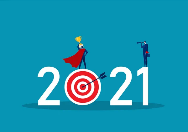 Obchodní Vize Dalekohledem Pro Příležitosti Dalekohledu 2021 Rok Cílem — Stockový vektor
