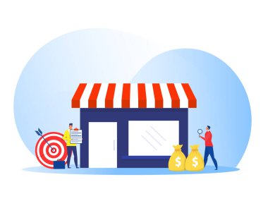 İşadamı, iş dünyası konsepti Vector 'un daire illüstrasyonunu ticarete sunuyor