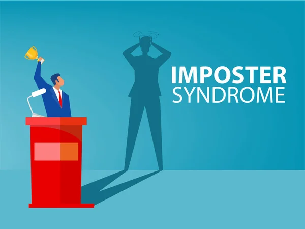 Síndrome Impostor Man Representando Seu Perfil Atual Com Sombra Medo — Vetor de Stock
