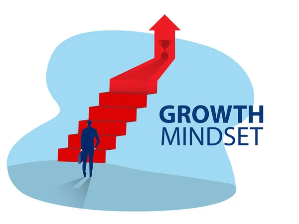 Businessman Start Climbing Stair Successful Career Achievement Growth Mindset Concept — Stock Vector