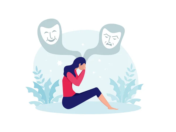Bipolare Störung Frau Leidet Unter Hormonellen Veränderungen Mit Stimmungsschwankungen Illustration — Stockvektor