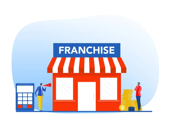 Offre Homme Affaires Investir Avec Petite Entreprise Franchise Branche Stratégie — Image vectorielle