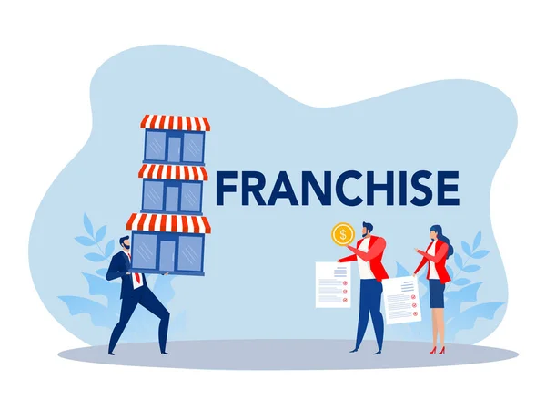 Negocio Tienda Franquicias Compras Personas Franquicia Start Small Enterprise Empresa — Archivo Imágenes Vectoriales