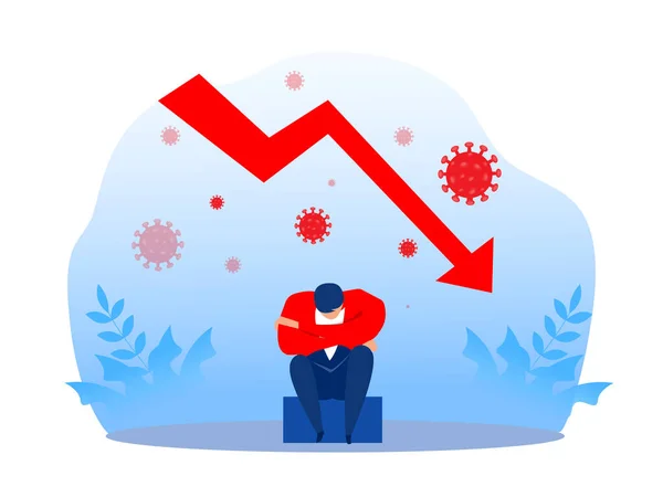 Business Man Stress Falling Bar Graph Insatisfeito Colapso Financeiro Crise — Vetor de Stock