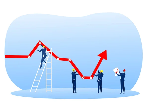 Grupo Empresário Segurando Gráfico Gráfico Decrescente Seta Para Cima Com — Vetor de Stock