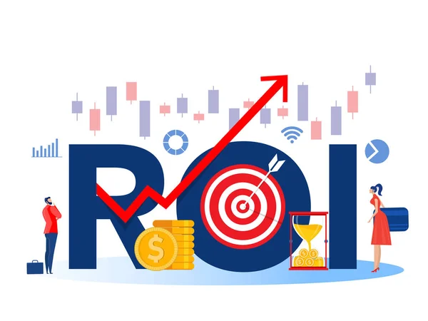 Return Investment Roi Market Finance Wachstum Marketing Gewinnerträge Aus Investitionen — Stockvektor