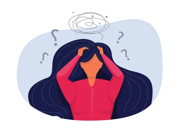 Yalnız, mutsuz, depresif vektör çizimleri konsepti yüzünden depresyonda olan kızlar.