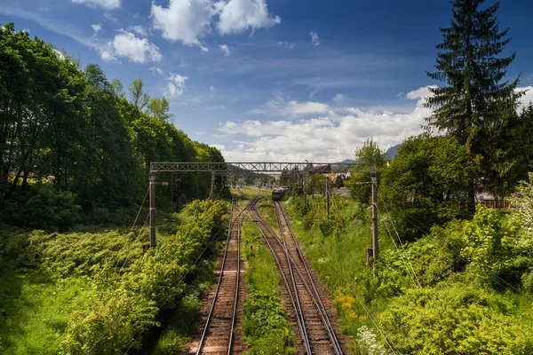 Linii kolejowych, widziany z góry — Zdjęcie stockowe