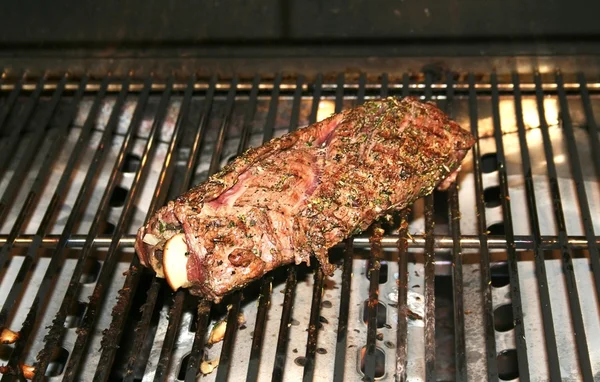 Grillat kött tillagas utomhus — Stockfoto