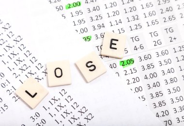 List of odds for betting with lose message clipart