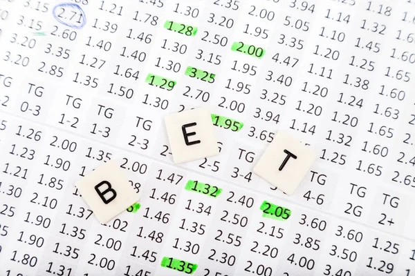 List of odds for betting with bet letter message — Stock Photo, Image