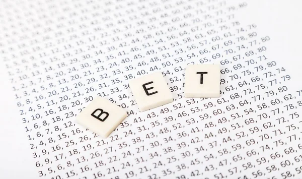 Lottery numbers with bet letter message Stockbild