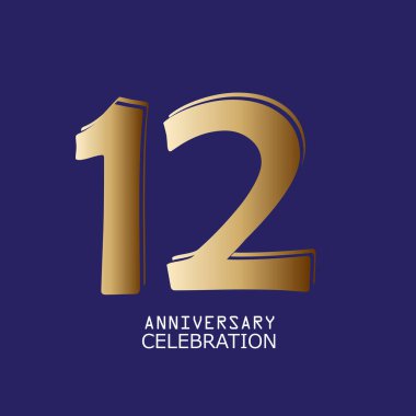 12. Yıldönümü Kutlama Vektör Şablonu Tasarım İllüstrasyonu