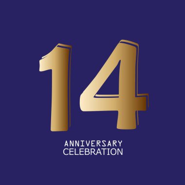 14. Yıldönümü Kutlama Vektör Şablonu Tasarım İllüstrasyonu