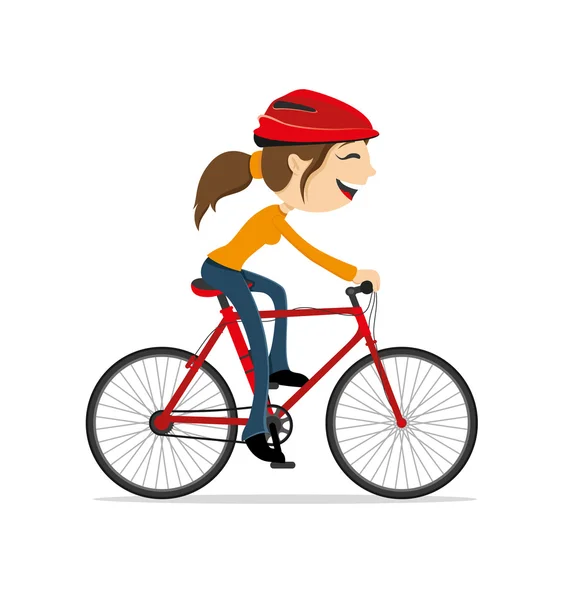 Mulher andando de bicicleta — Vetor de Stock