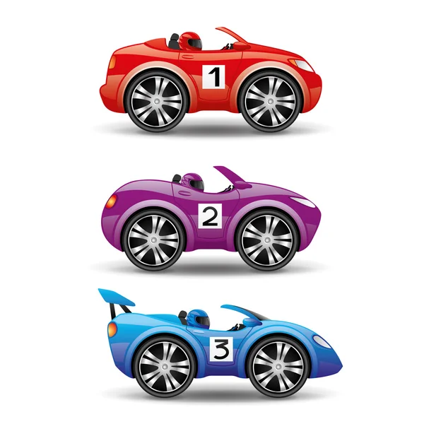 Coches de carreras sobre un fondo blanco . — Vector de stock