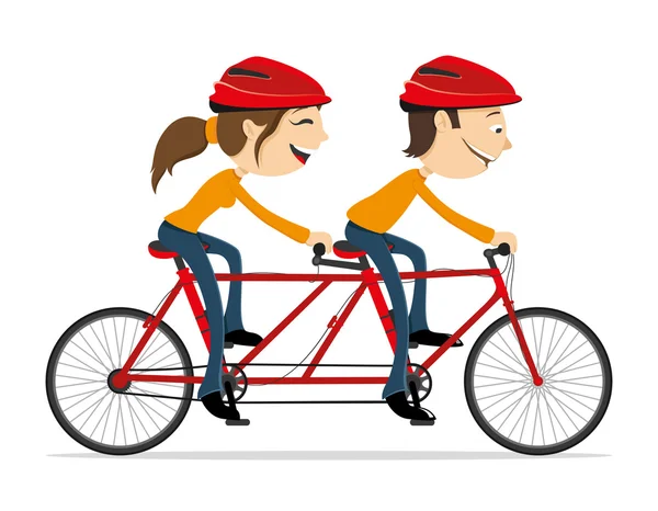 Pareja montando una bicicleta — Vector de stock