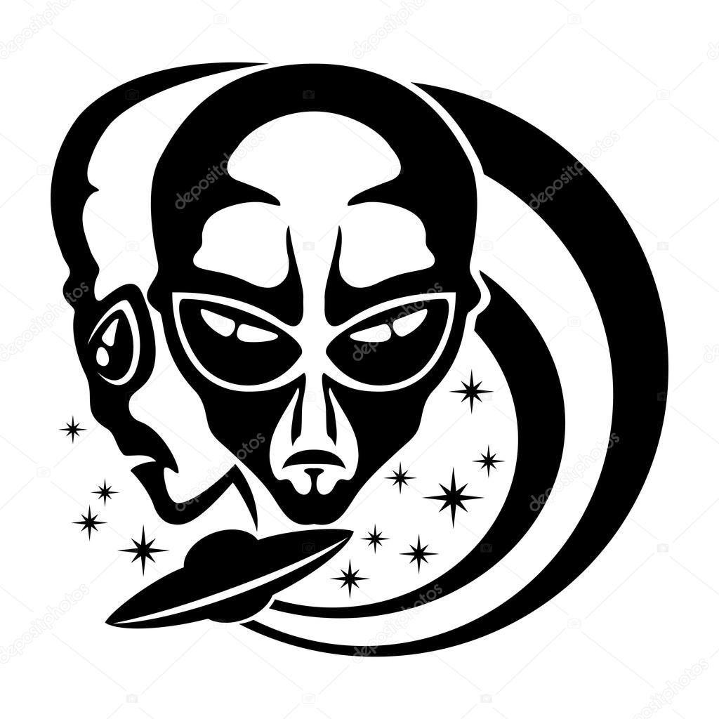 Illustration of aliens sign on a white background.
