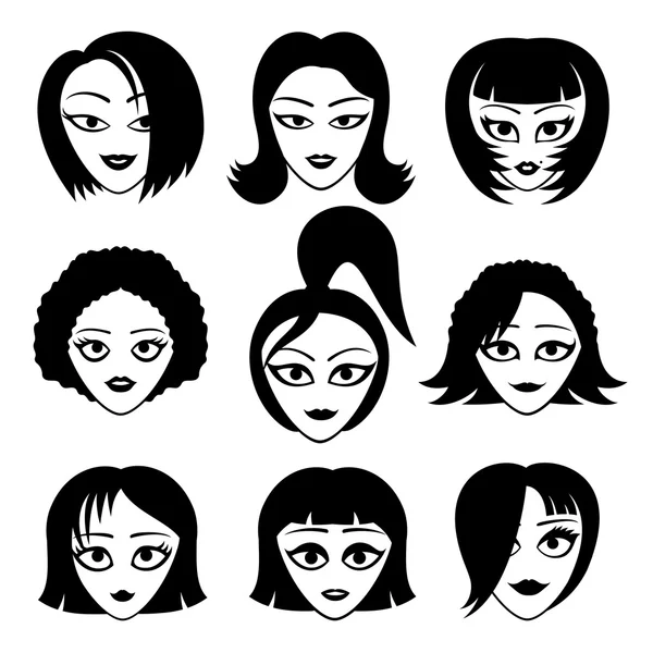 Peinados de mujer iconos . — Vector de stock