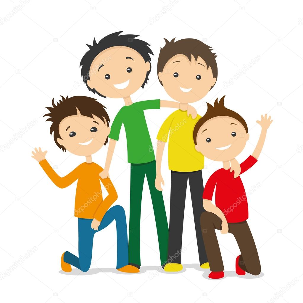 Four friends on a white background. Stock Illustration by ©taronin ...