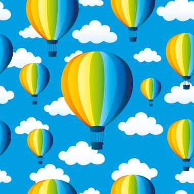 Gökkuşağı balonları ve bulutlar
