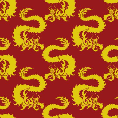 Kırmızı zemin üzerine sarı ejderha