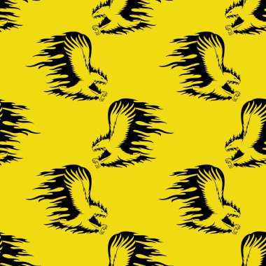 Sarı bir arka plan üzerinde ateş kartal.