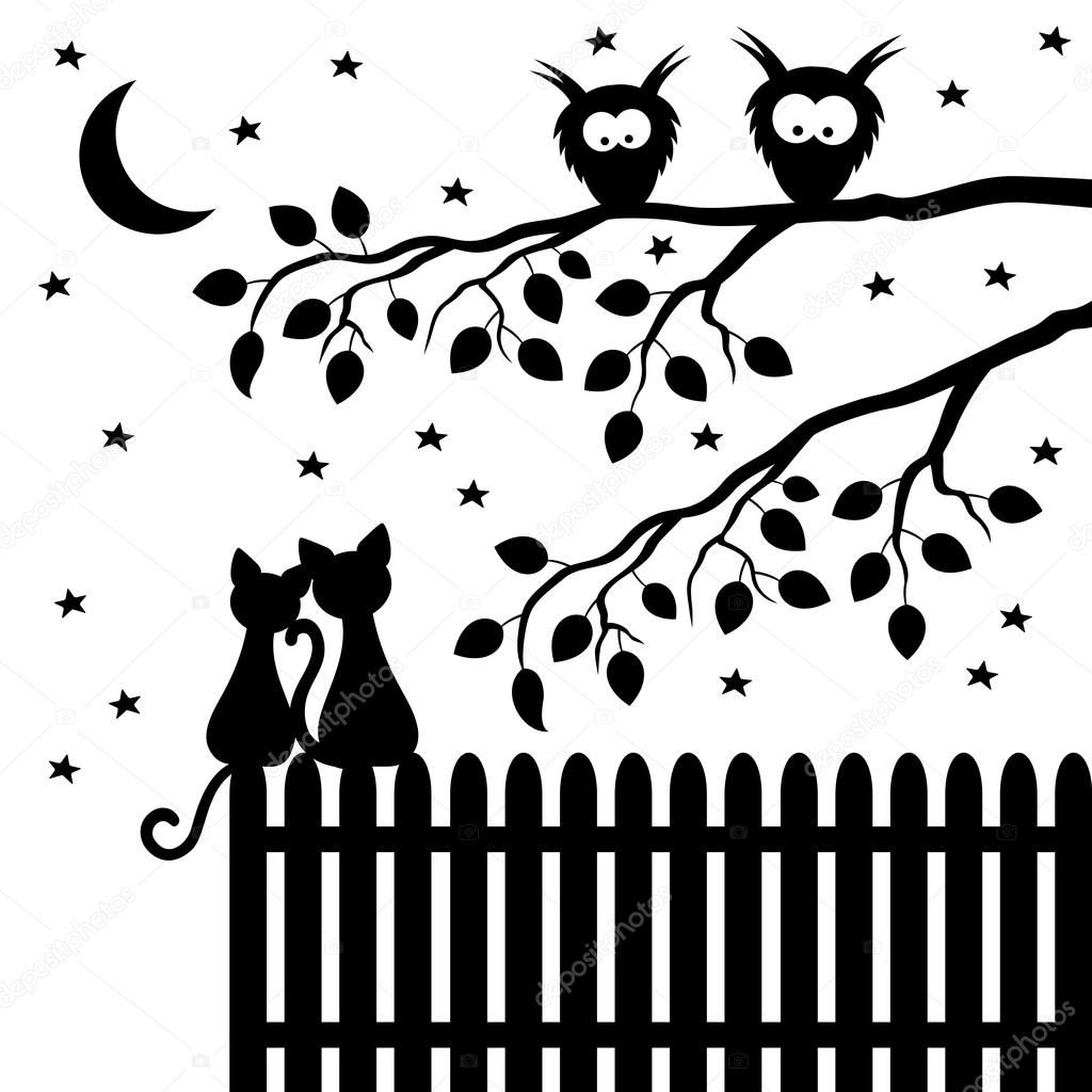 Two cats sitting on fence with tails in shape of heart PNG, SVG