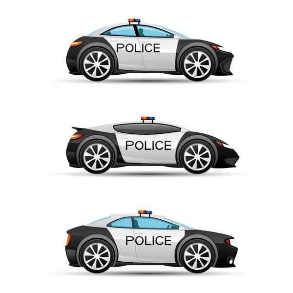 Police cars on a white background. — Stock Vector