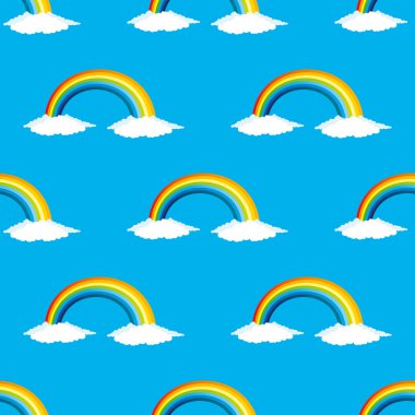 Gökkuşağı ve beyaz bulutlar.