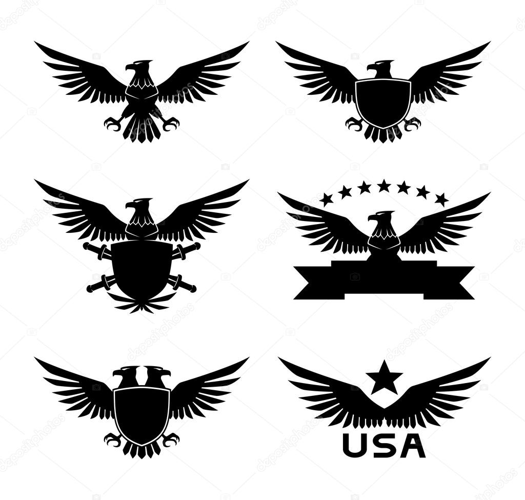 Black eagle signs. — Stock Vector © taronin 110490838