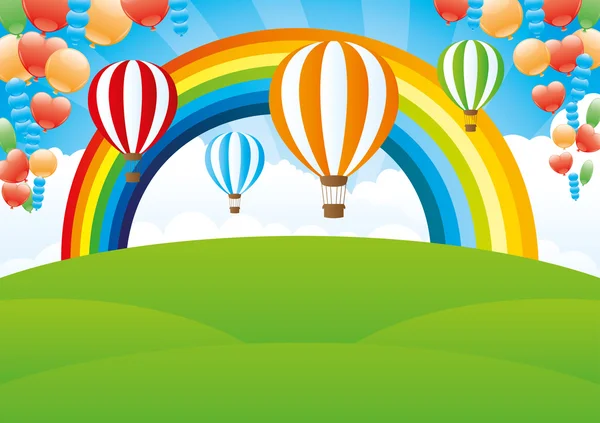 Rainbow a balónky. — Stockový vektor