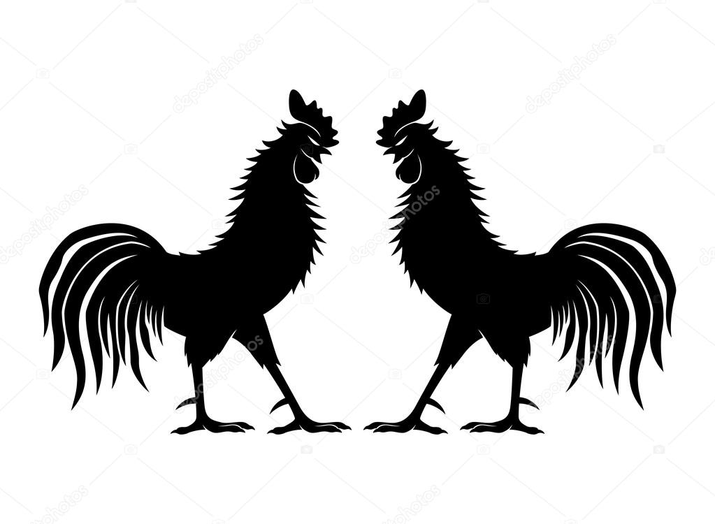 Fighting cocks sign on a white background.